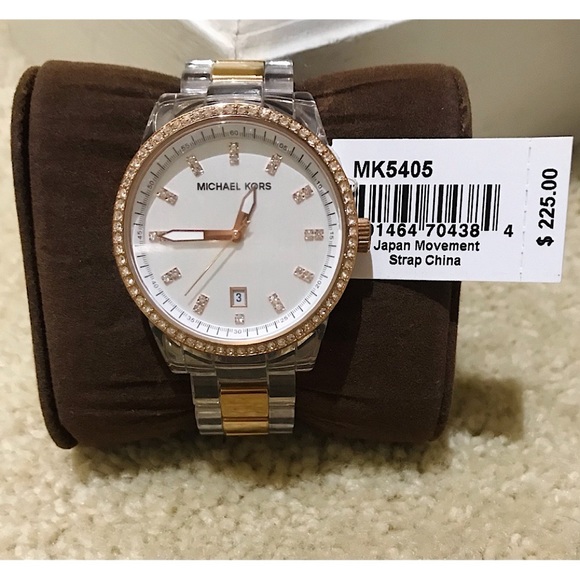 🆕🔥MICHAEL KORS BEZEL BAGUETTE GORGEOUS ROSE GOLD&CLEAR LINK STYLISH WATCH NWT! - Picture 8 of 16